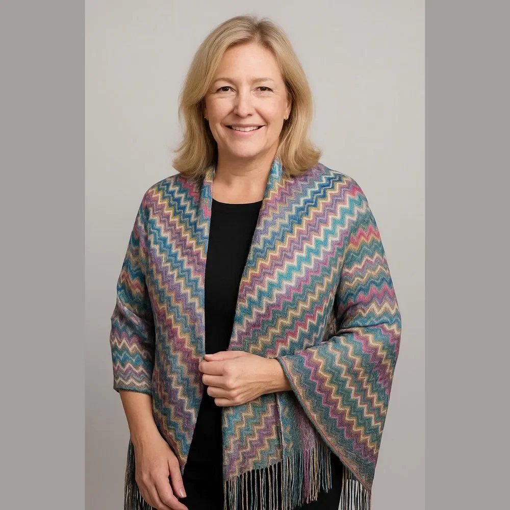 Chevron Knit Multicolored Long Scarf 21 Inch